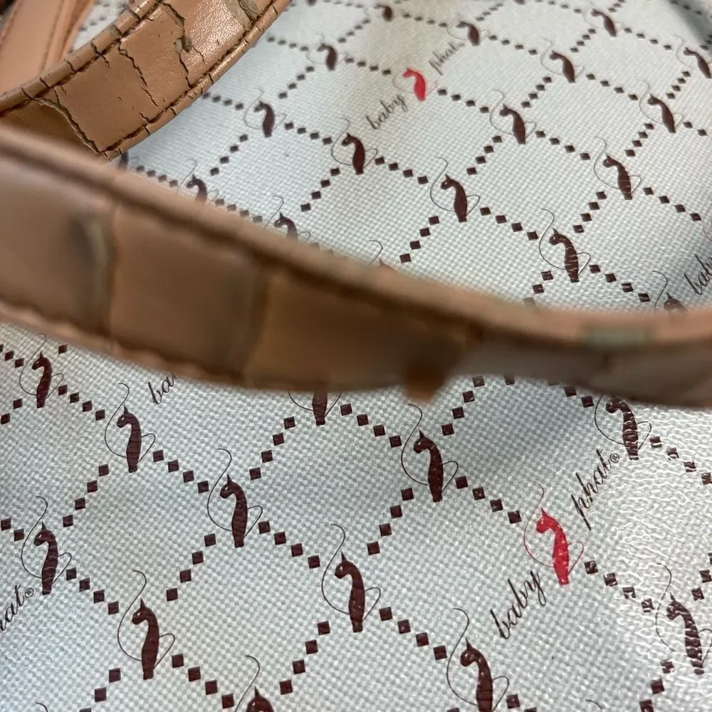 Babyphat beige logo brown & orange large tote with tan traps studs accents
